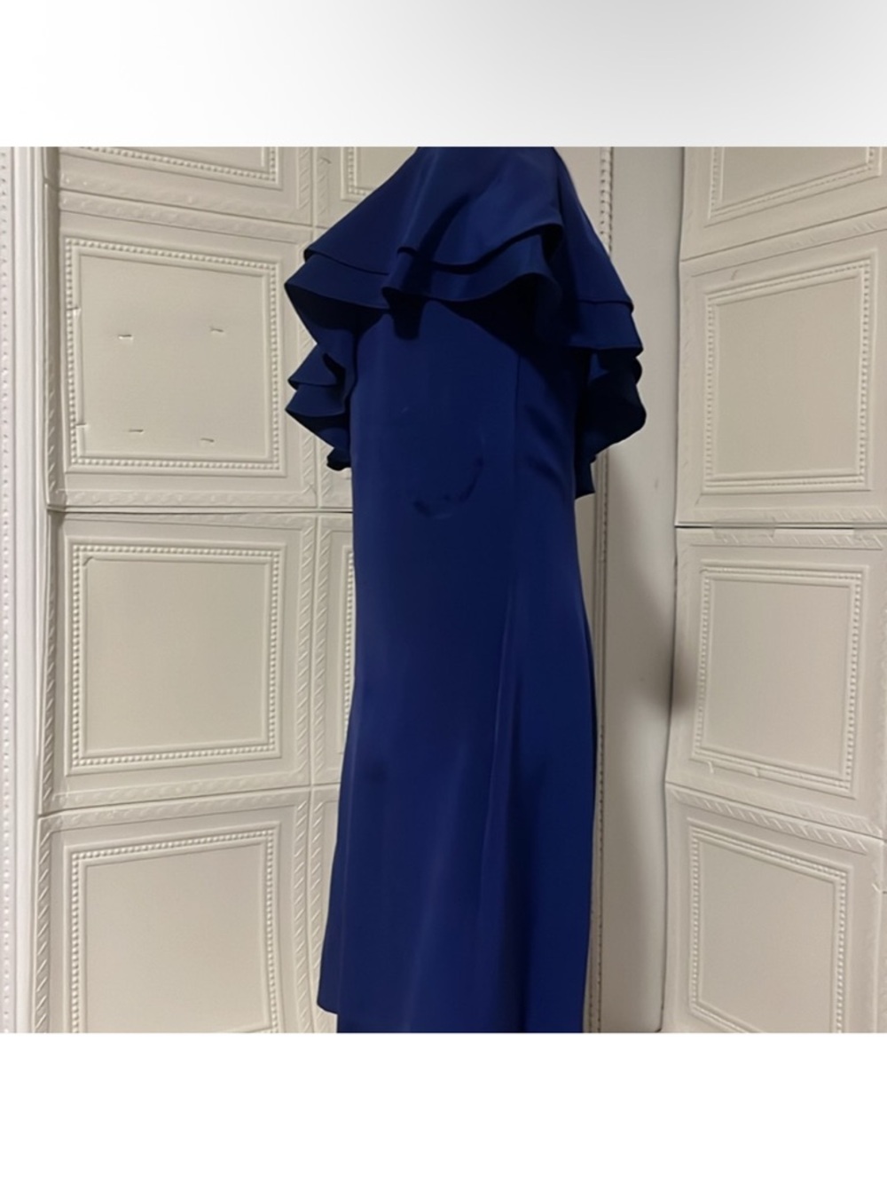 Royal Blue One Shoulder Ruffle Asymmetrical Dress - Picture 4 of 7